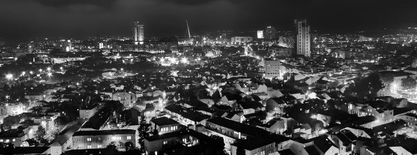 black and white jerusalem night lights