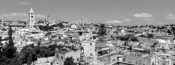 Jerusalem the old city black and white